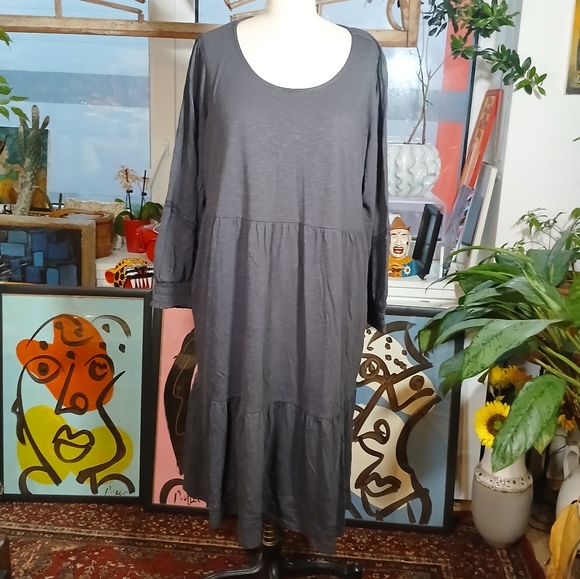 NEW Denim & Co. Canyon Retreat Easy Midi Dress Size 2X / Dark Blue-Grey - Picture 2 of 10